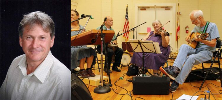 The contra dance band is Wind That Shakes the Barley and the caller is John Rogers.